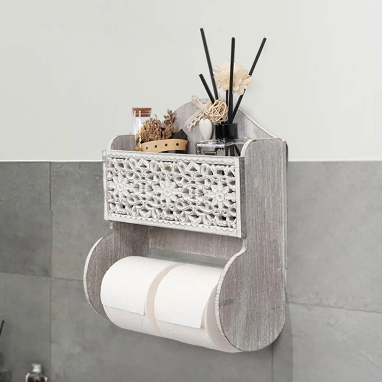Kitchen Napkin Dispenser Rack Spice Rack Wooden Wall Mount Saving Spaces with