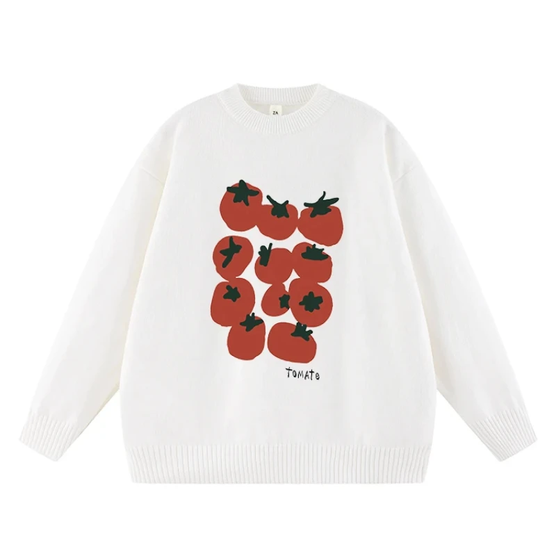 

Y2K Cute Fashionable Interesting Printed Round Neck Pullover Top Winter Street Casual Loose Knit Sweater Men's Women's Clothing