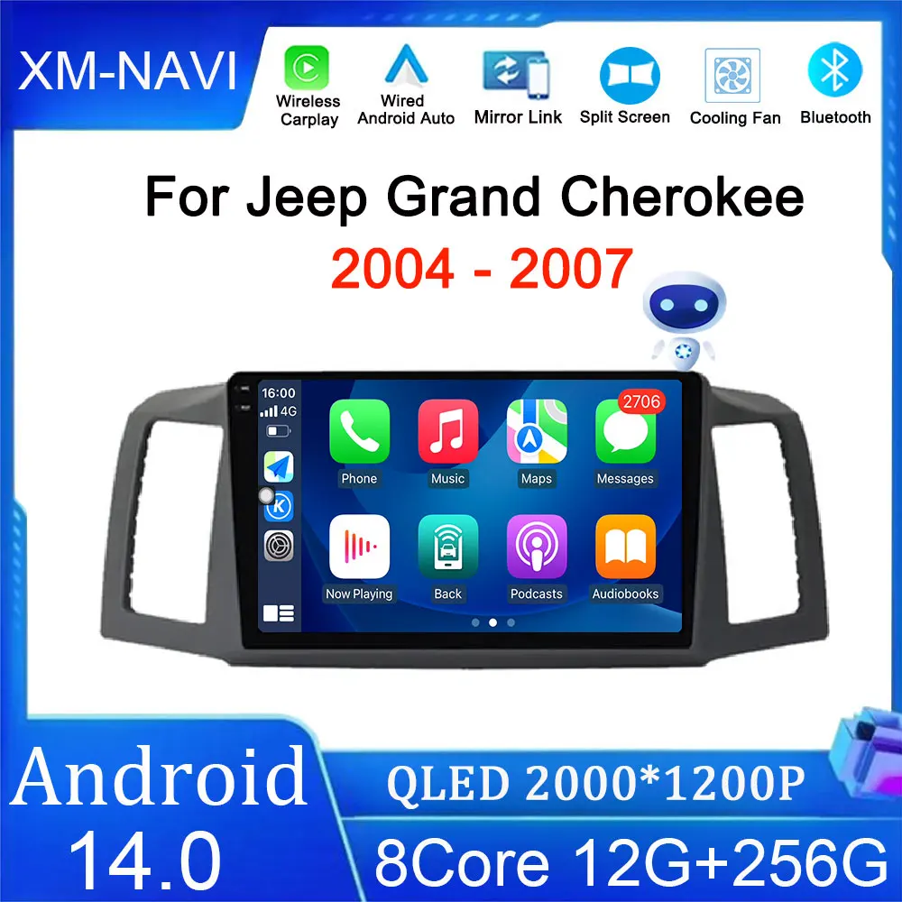 

2K Android 14 For Jeep Grand Cherokee 2004 2005 2006 2007 Car Radio GPS Multimedia Video Player DSP Carplay Auto Stereo WIFI