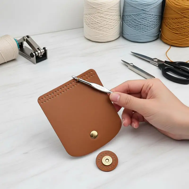 Bag Flap Cover Scratch Proof PU Leather DIY Crochet Bag Accessories for Women Hand Knitted Bag Modification
