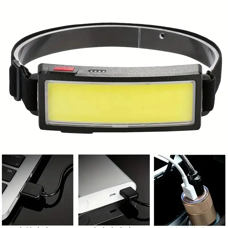 COB LED Head Lamp Portable Mini USB Rechargeable Headlight With Built-in Battery For Outdoor Camping Fishing Climbing