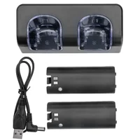 Estación de carga con soporte de 2 puertos + 2 baterías para mando a distancia Wii, estación de carga