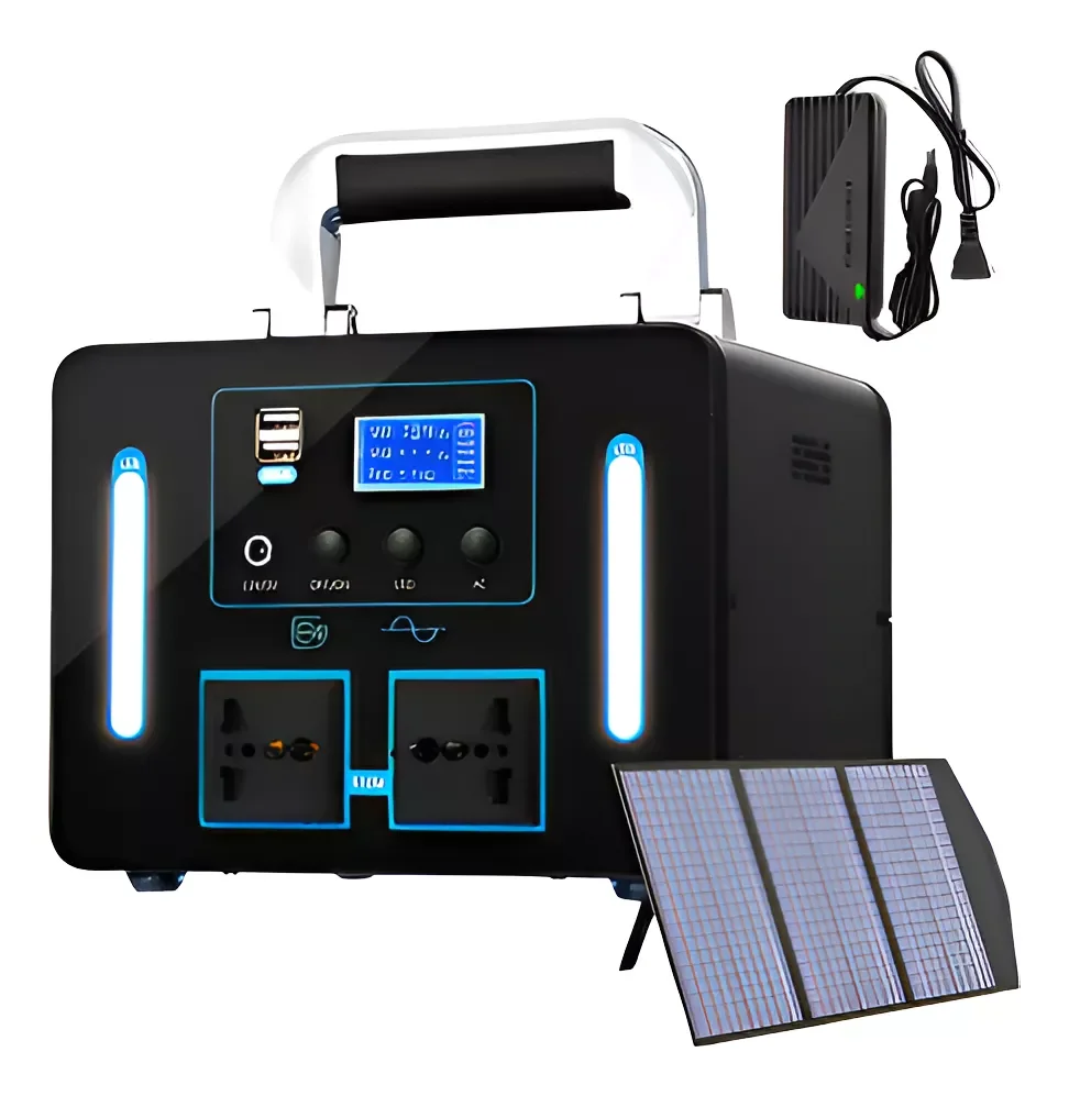 Outdoor Solar Generator 500W 40AH Pure Sine Wave Wireless Charging LCD Display Emergency Backup Power Supply For RV/Off-Grid