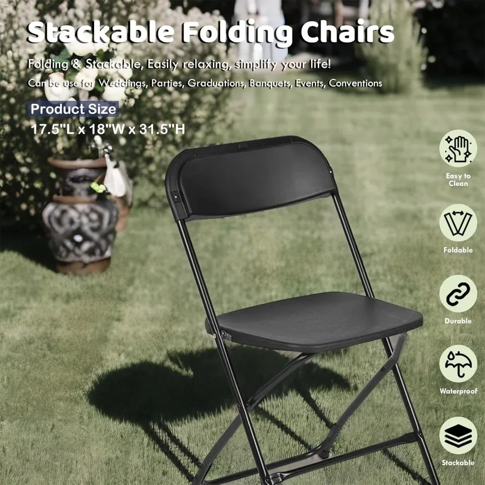 AJP Distributors 10 Pack 650 lb. Capacity Premium Plastic Folding Chairs Wedding Party Outdoor Indoor Office Meeting House