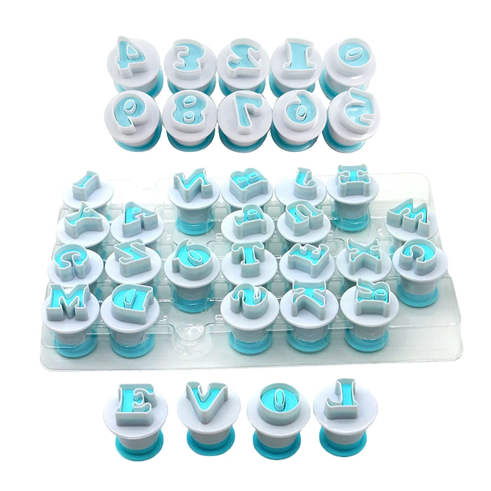 36 Pcs ABS Plunger Embossed Molds 0 9 Numbers Letters Cookie Sugar Paste Decorations Fondant Cake Maker Baking