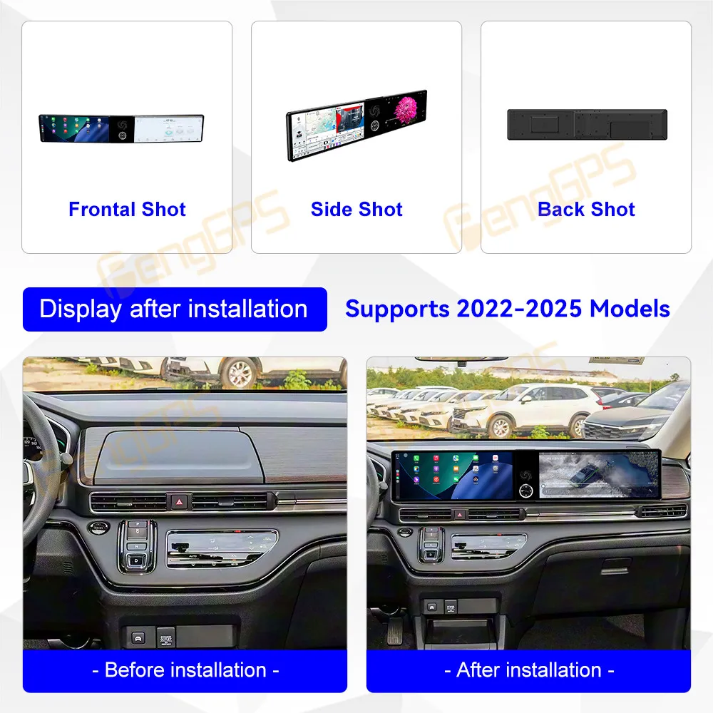 Dual Screen 12.3 Inch Android 13 CarPlay Car Radio For Honda Odyssey 2022-2025 Touch Screen Multimedia Player GPS Navigation DSP