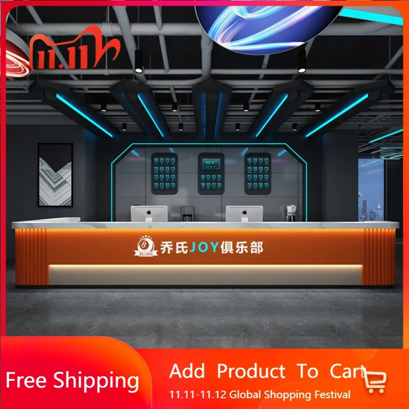 

Compact Reception Salon Office Chairs Wall Table Cash Register Business Desks Computer Shop Service Empfangtheke Hotel Furniture