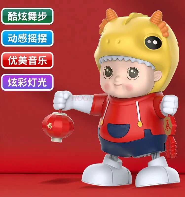 Petit Dragon dansant électrique pour enfants, Trésor léger, musique, Robot torsadé et oscillant, jouet d'entraînement pour bébé, cadeaux
