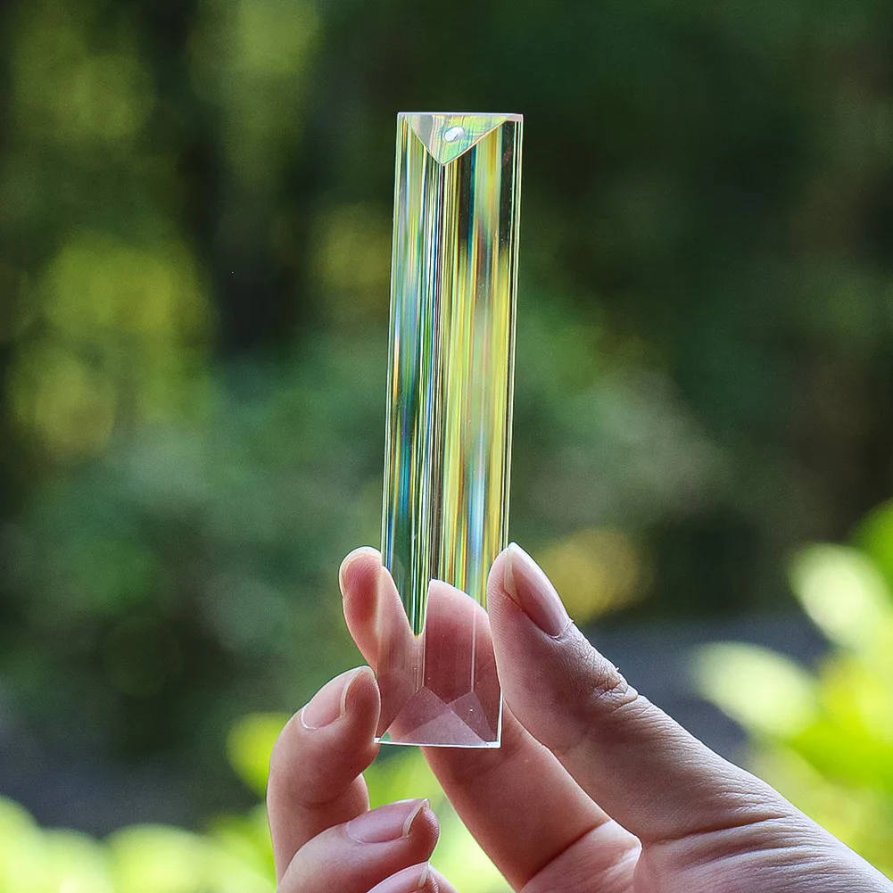 10cm Elongated Shape Transparent Crystals Prism Pendant for DIY Sunlight Collector Chandelier Decoration Garden Hanging Ornament