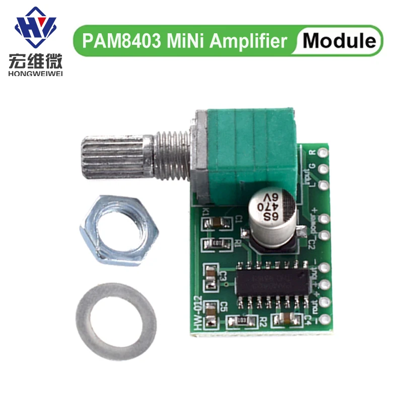 Mini PAM8403 DC 5V 2 Channel USB Digital Audio Amplifier Board Module 2 * 3W Volume Control with Potentionmeter