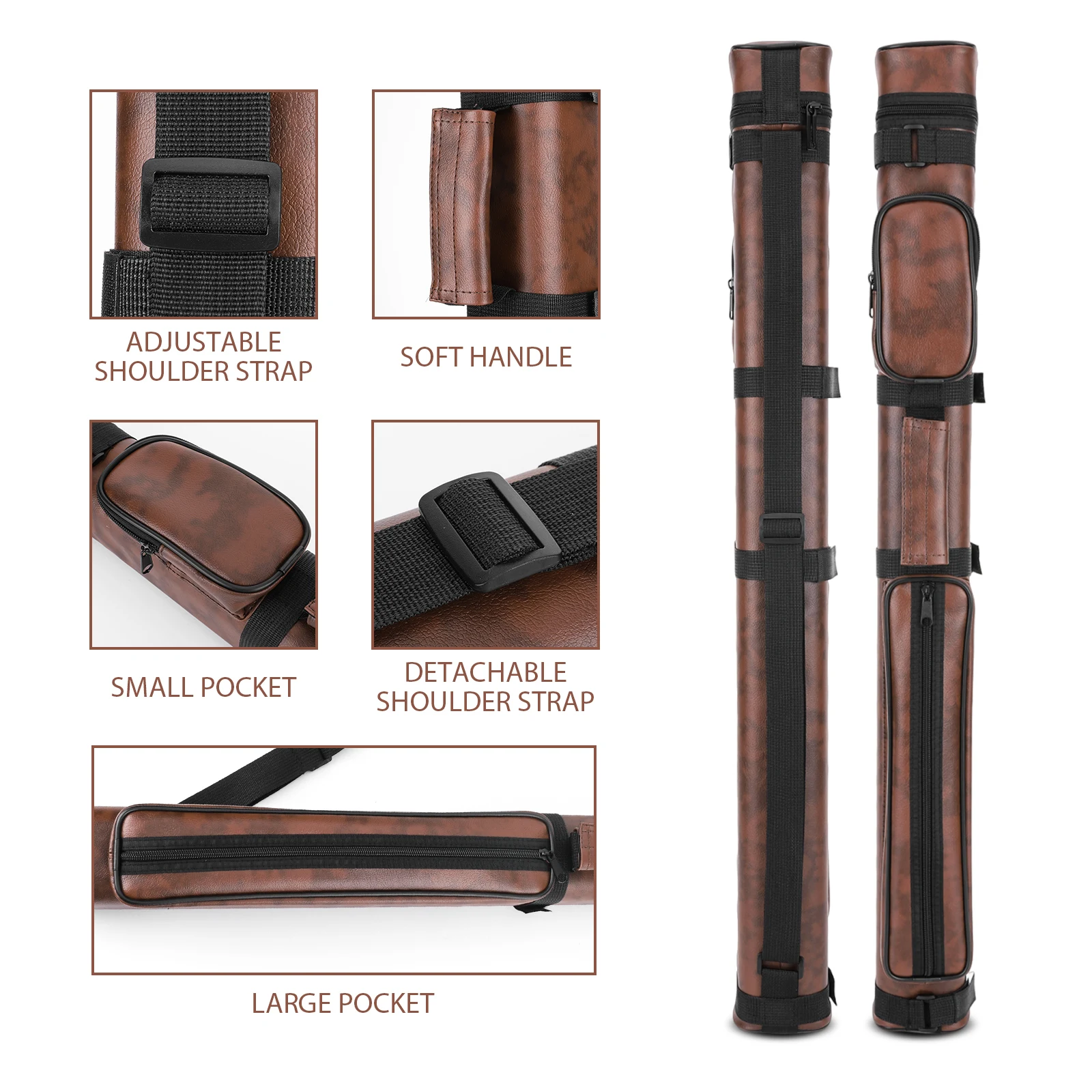 

Square Four-Hole Pool Cue Case Leather Billiard Cue Storage Box Billiard Pool Cue Case Pool Stick Case for Carrying Cue Sticks
