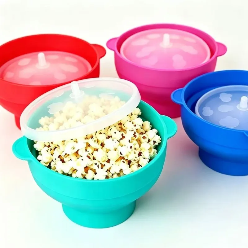 Microwave Popcorn Popper Maker Silicone Collapsible Bowl,Collapse for easy storage ,requires no oil for light, healthy snacking