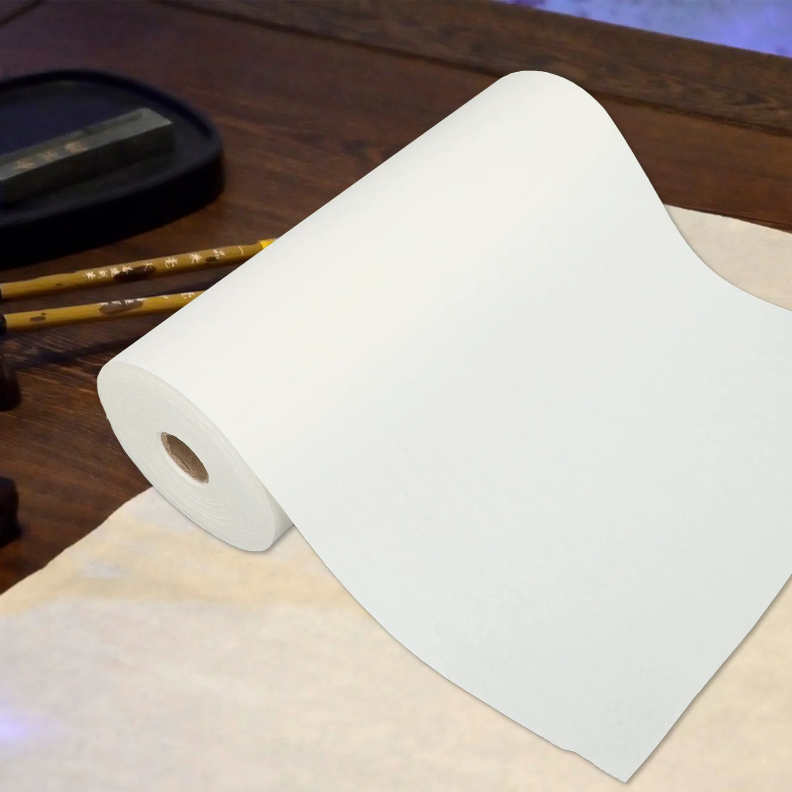 

1 Roll 35Cmx100M Thickened Rice For Chinese Calligraphy Practice White Drawing Roll Bulk Craft Large Painting Easel Art