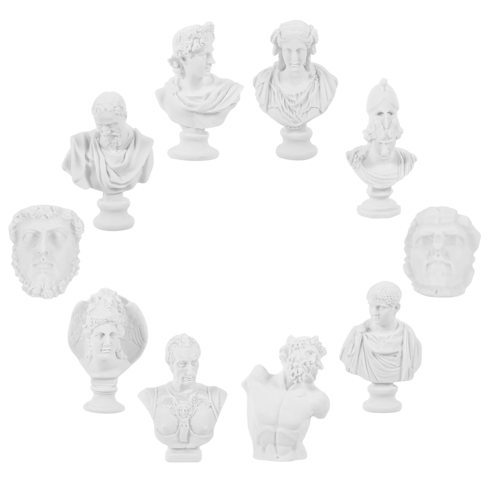 10 Pcs Small Plaster Statue Character Decoration Desktop White Mini Head Office