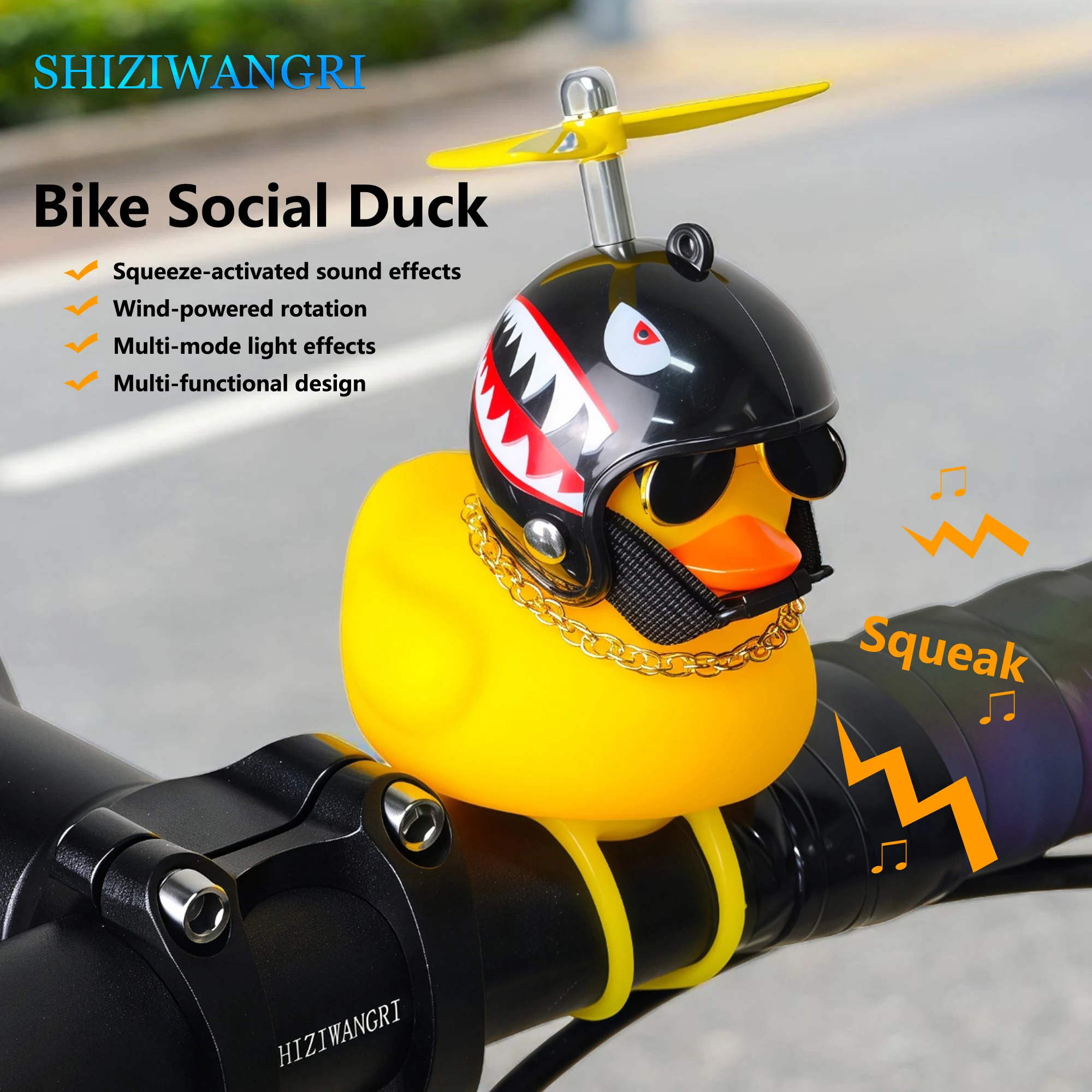 Campanas para Bicicleta con Diseño de Patito Amarillo, Casco de Patito con Luz, Campanas Luminosas para Manillar de Bicicleta, Accesorios para Bicicleta