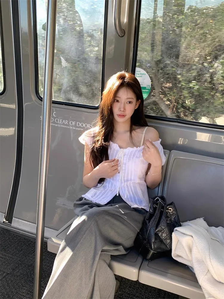 Słodki top ort Sve irt dla młodych dziewcząt, dopasowany krój, styl uliczny, czysta pożądanie, długość topu z drewnianym wykończeniem.