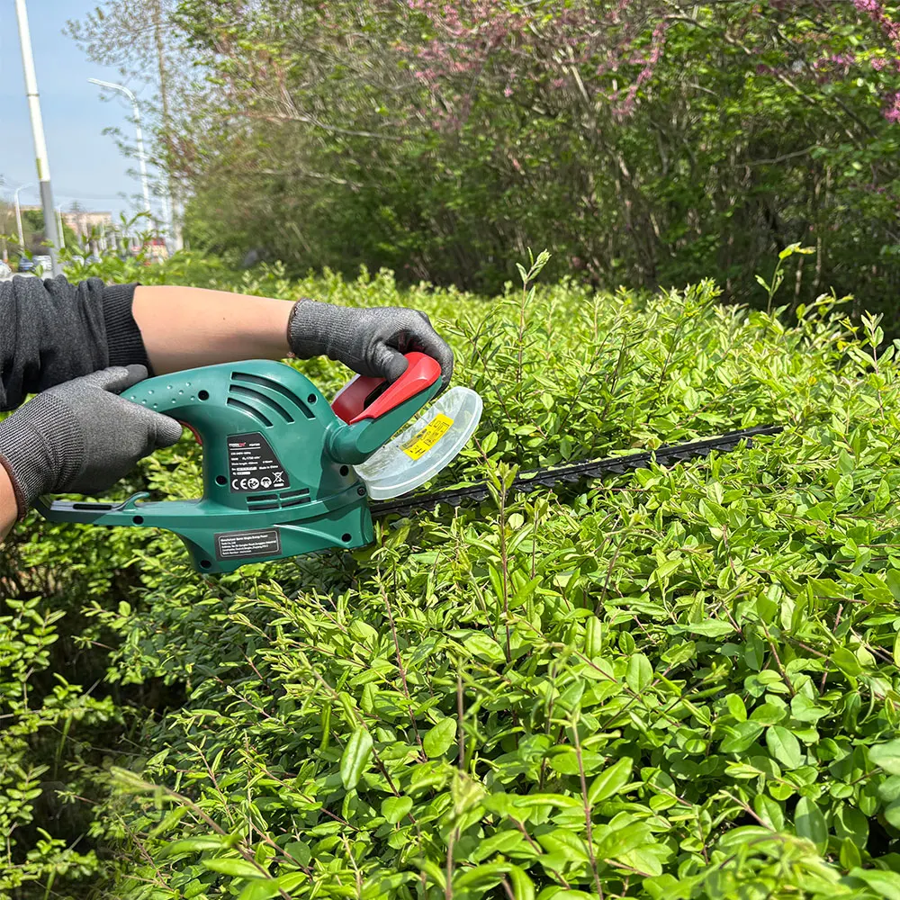 POSENPRO Cortasetos Eléctrico con Cable de 500W, Podadora Eléctrica de 450mm, Cortadora de Arbustos y Árboles, Herramienta de Jardinería con Cable para Cortar y Recortar Setos