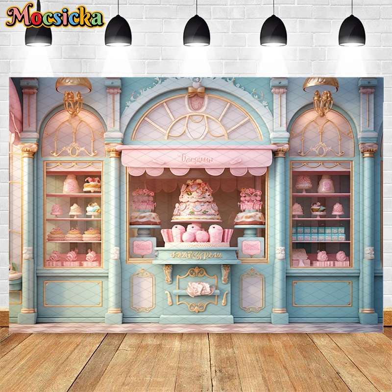 Mocsicka Sweet Candy Shop Backdrop Photography Newborn Shower Cake Smash Photo Background Kids Birthday Party Studio Decor Props