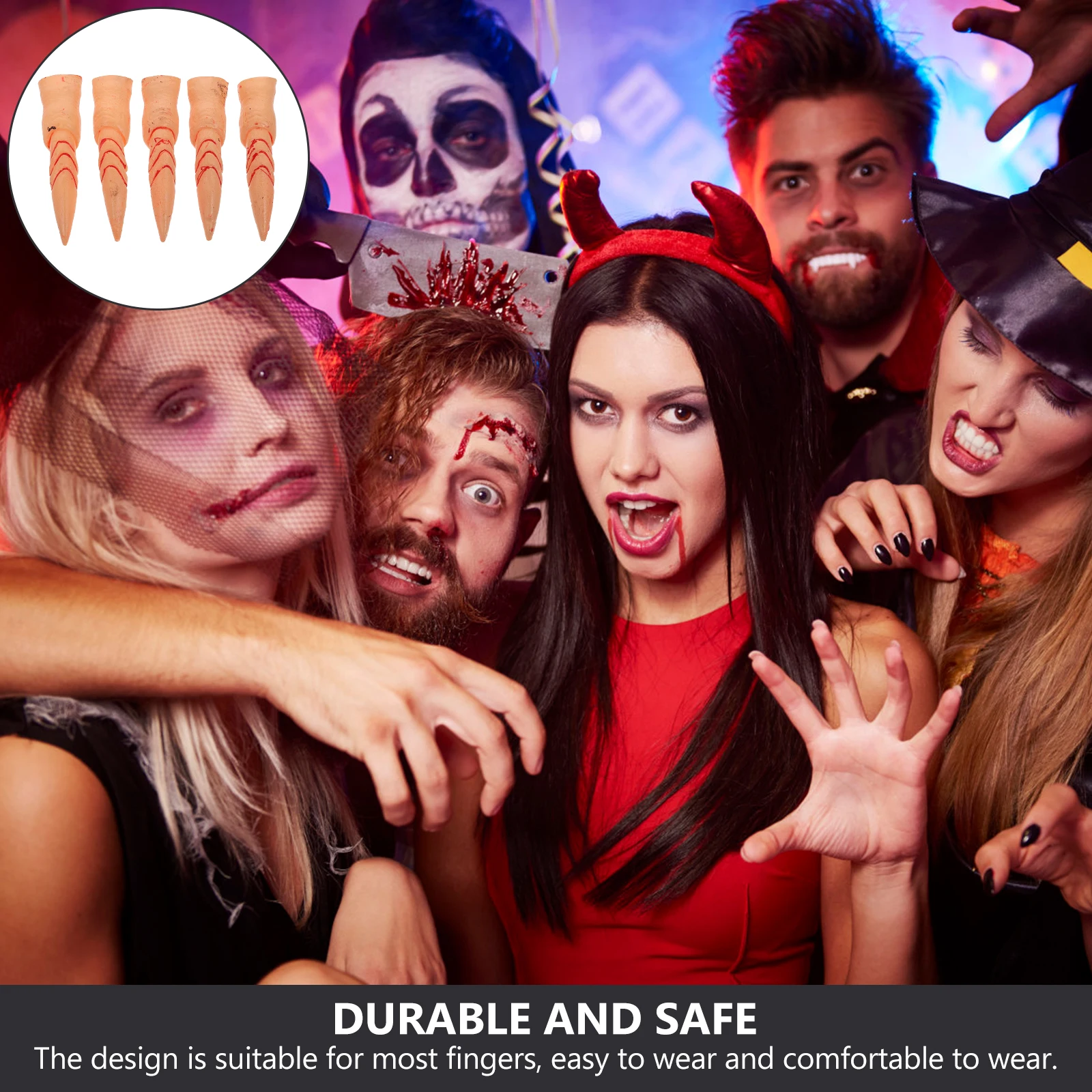 5 stuks comfortabele duurzame Halloween heksenvingers nepnagels voor cosplay en feesten handpoppen