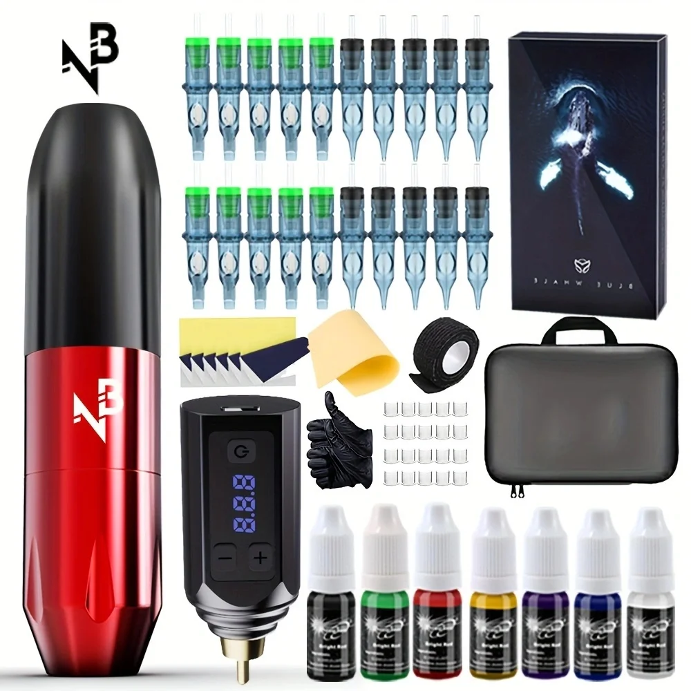 

Goldplume Tattoo Gun Kit, Wireless Tattoo Machine Kit, Tattoo Gun Kit, with 1500Mah Tattoo Power Supply and 20 Pcs Tattoo Needles, Complete Tattoo Kit, Beginner Tattoo Supplies