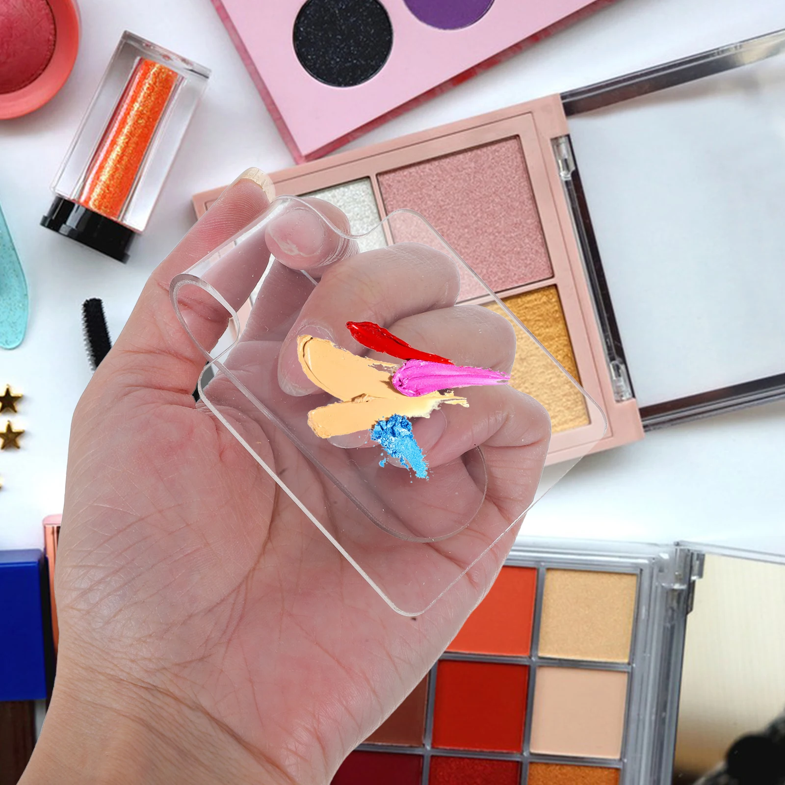 

Beauty Palette Clear Manicure Mixing Tray Foundation Acrylic Makeup Eyeshadow Nail Art Handheld