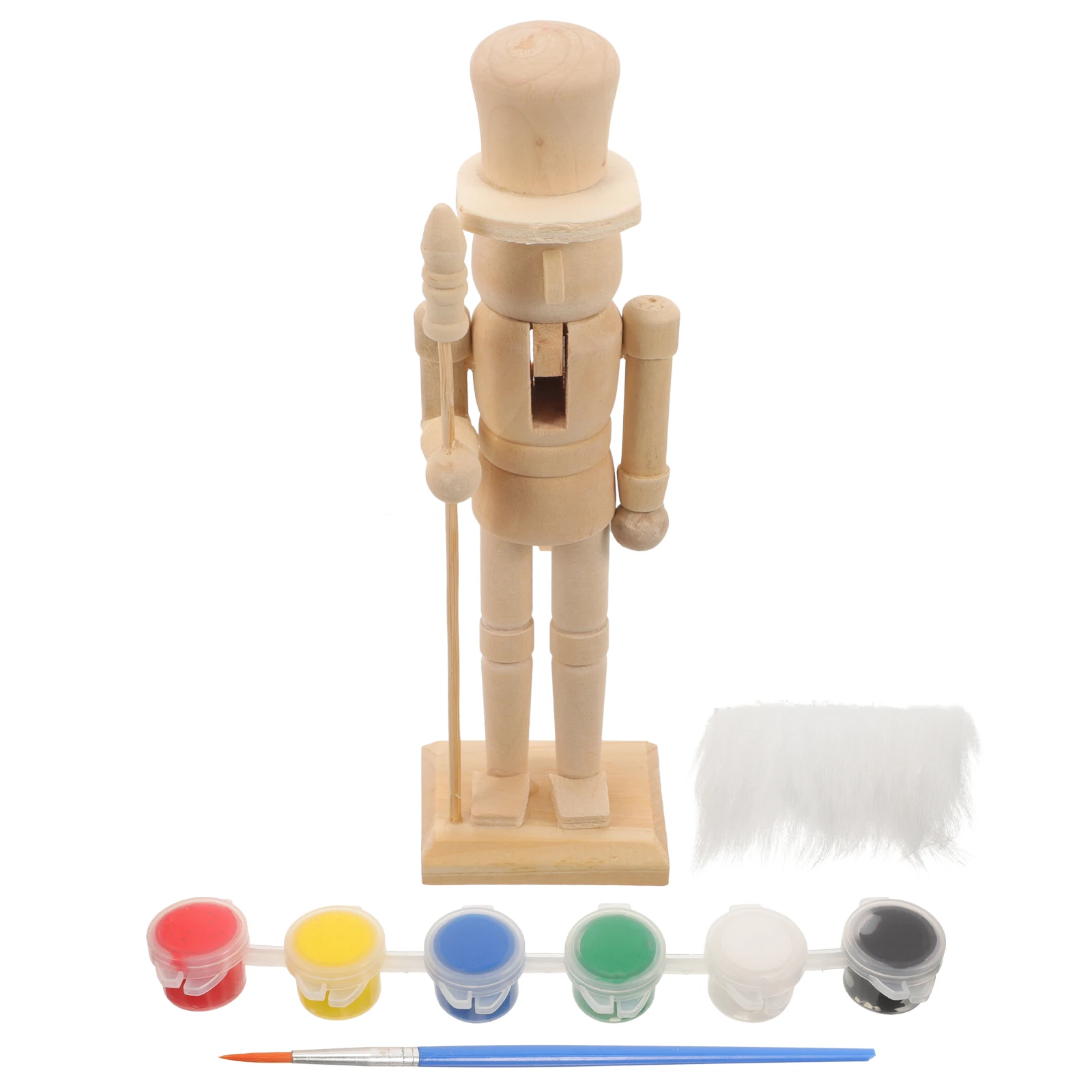 Painted Puppet Set Nutcrackers Paintable Crafts Blank DIY Ornament Decorate Man