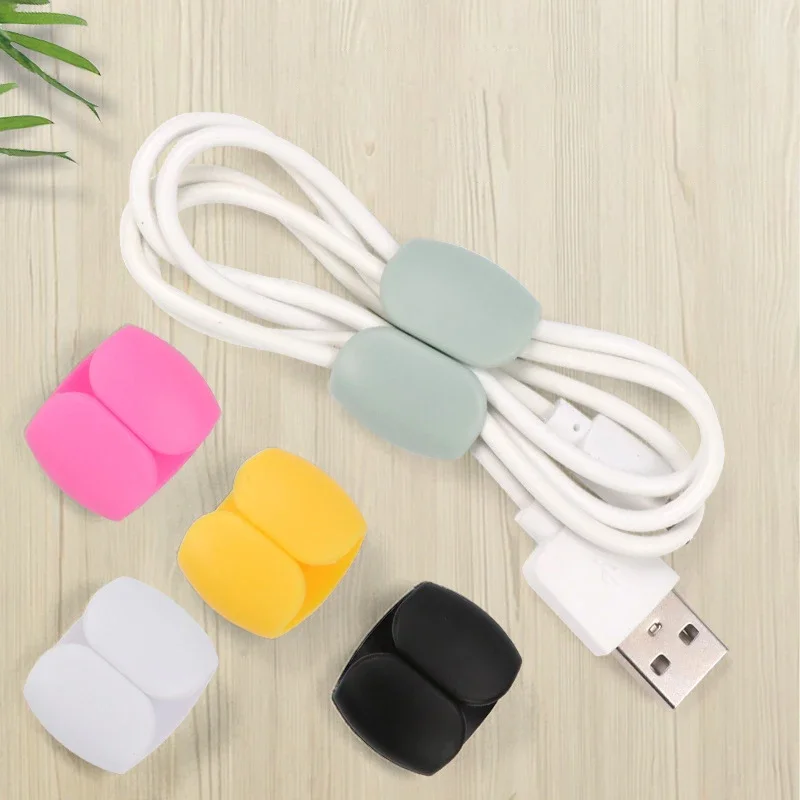 New 4 PCS Data line Organizer USB Cable Holder Portable Office Accessories Wires Storage Boxes Desktop Table Wire Holder