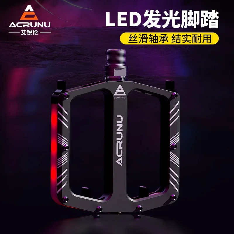 

ACRUNU Bicycle Luminous Pedals Mountain Road Bike Aluminum Alloy Pedals Bicycle DU Bearing Quick Release Pedals