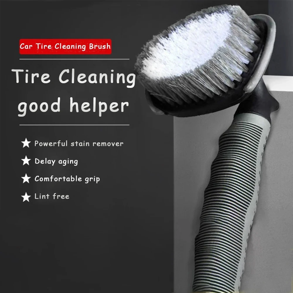 Portable Car Wheel Brush Special Tire Brush Steel Ring Decontamination Cleaning Curved Handle Car Wash T-shaped Carpet Brush