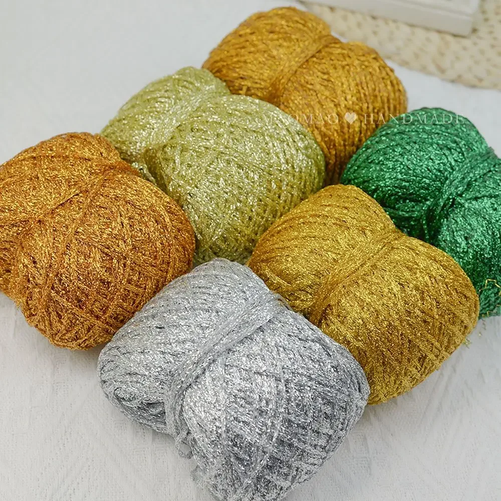 50g Glitter Sparkle Metallic Yarn for Knitting  Crochet DIY Yarns Shinny Line for Knit Bag DIY Gold Silver Thread Hat Toy