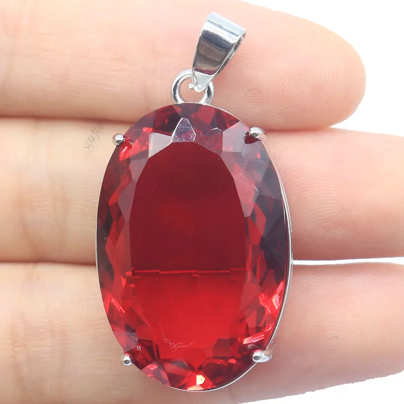 Buy 4 Get 1 Free 40x20mm Eye Catching 11.5g Big Gemstone Red Blood Ruby Violet Tanzanite Pink Morganite Dating Silver Pendant