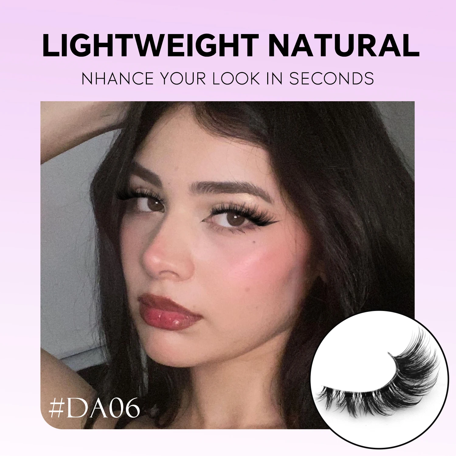 ขนตาปลอม LASVIREY แบบฟูฟ่อง ขนตาธรรมชาติแบบมิงค์  ฐานใส  ทรง D Curl  ขนตาปลอมแบบเต็มแถบ