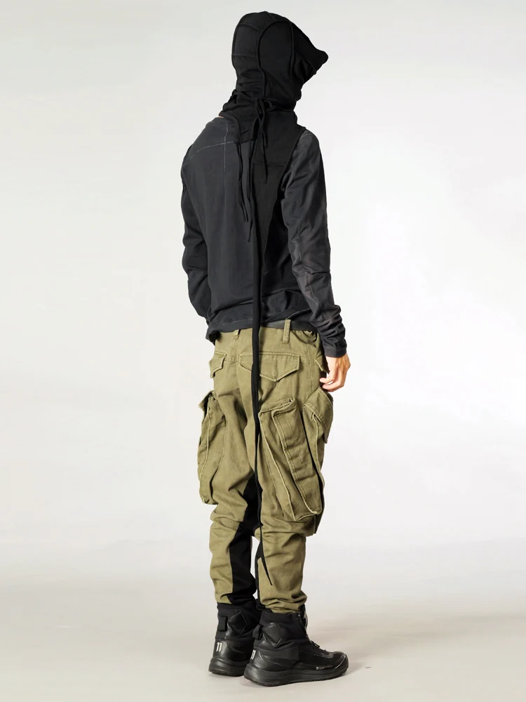 Avant-Garde Style Wasteland Techwear multi-bag Distress Wash Water slim-fit Match Color Cannonball Casual Pants Man