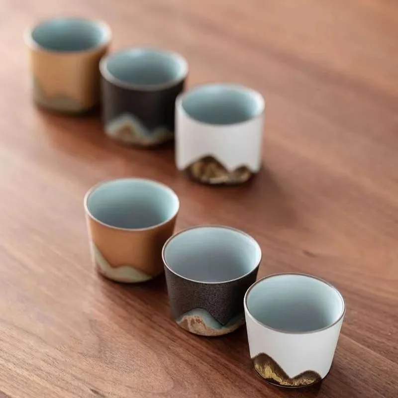 50ml/55ml Hand drawn mountain shape teacup Retro Ceramic Tea cup Kung Fu Tea Set Coffee Cup Small Water Cup Porcelain Teaware