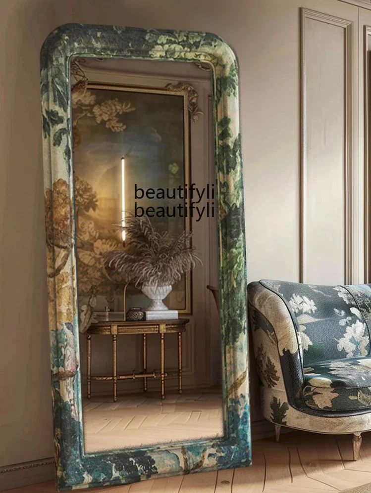 Chinese Style Song Dynasty Aesthetic Design Floor Full-Length Mirror Living Room Cloakroom Wall-Mounted Full-Length Mirror