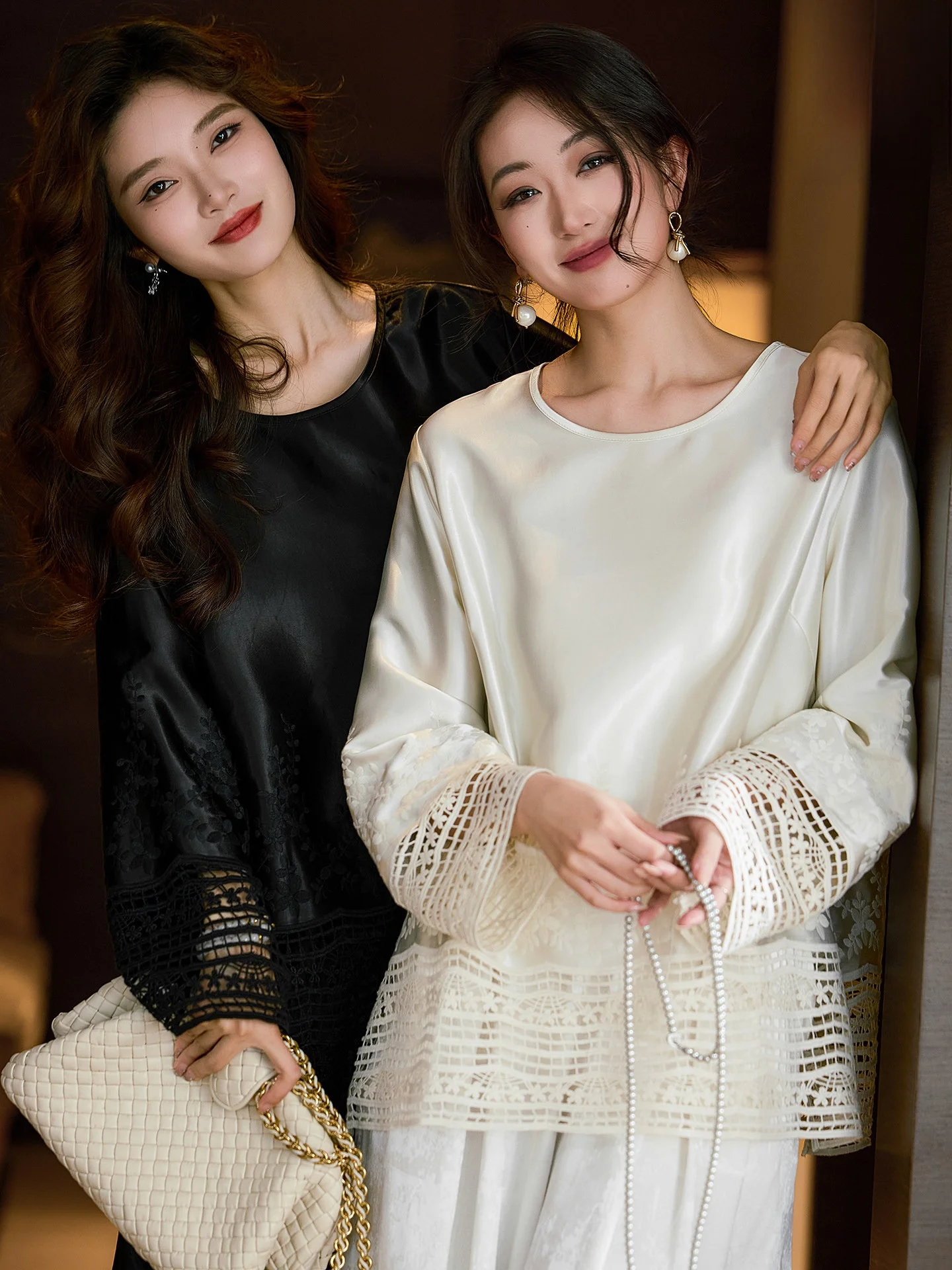 

Elegant Embroidered Silk Long Sleeve Shirt Women's New Chinese Style Spring New Large Size Trendy Top Comfortable Breathable ...