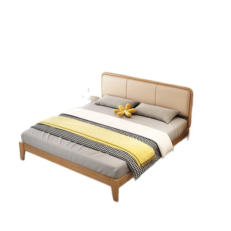 

Nordic ash wood solid wood bed soft bag 1.5 meters double bed 1.35m modern simple log style pure solid wood bed