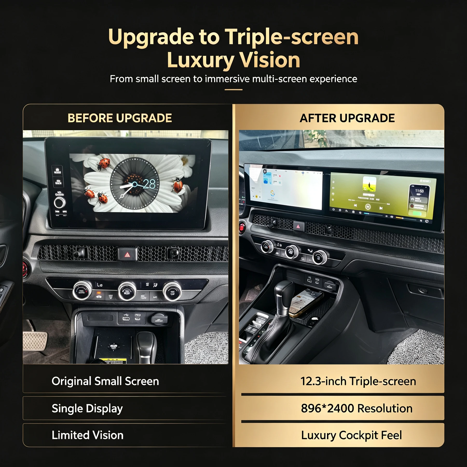 Android Triple Screen For BMW X1 F48 F49 2018-2022 EVO GPS Navigation Carplay 4G WIFI Car Multimedia Player Bluetooth Auto Radio