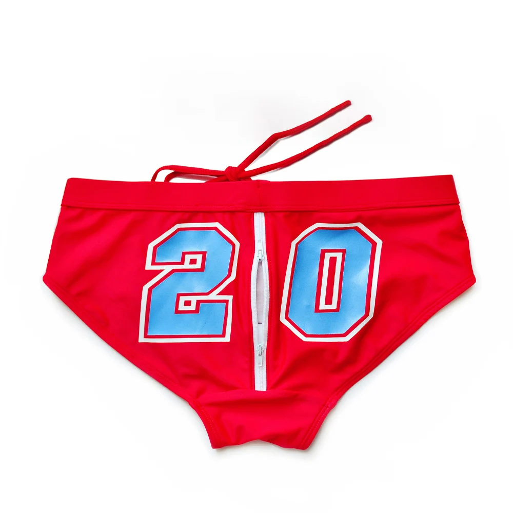 Men's Swim Trunks With Low Waist  Sexy Letters  Solid Color  Personalized Triangle Swimsuit  Tight Fitting And Trendy Youth