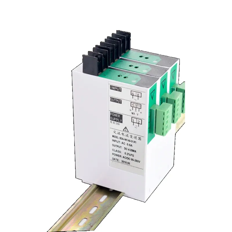 DIN Rail Mount AC Current Transmitter AC0-1A/2A/5A/10A Input 4-20mA 0-5VRS485Output IsolationCurrent Transducer Signal Converter