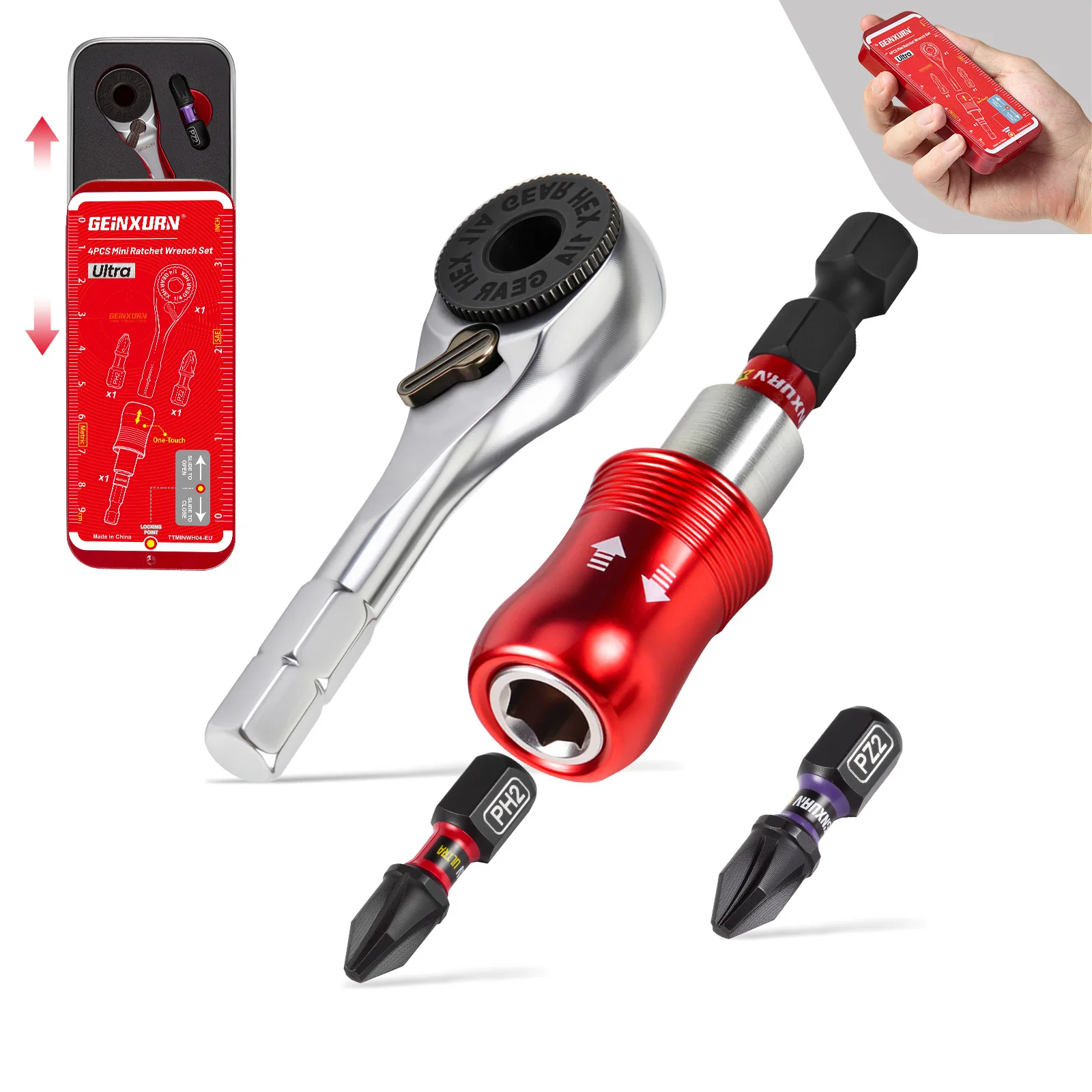 مجموعة مفكات براغي بسقاطة صغيرة من Geinxurn، مفك براغي S2، حامل لقمة مغناطيسية للصدمات، مفتاح ربط 1/4 بوصة، علبة دفع للإصلاح بنفسك #1