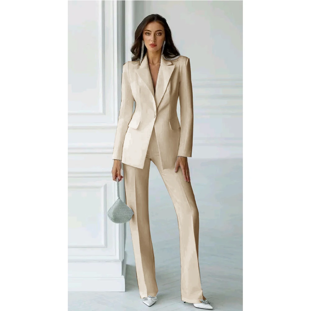 Elegant Commuting and Workplace Wear Women Winter Suits Women\'s Solid Color Serge Two-piece Set Groups of Pant Sets Party Suit