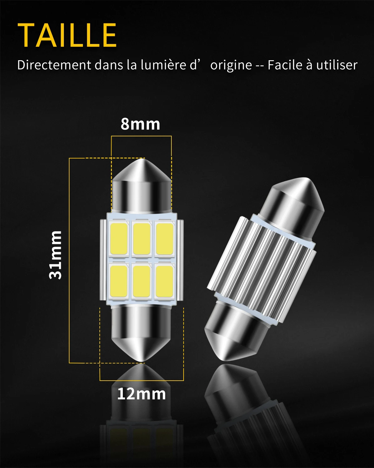 4pcs Festoon 5050 6SMD 31/36/39mm/41mm Car LED light 12V FT C5W Interior Door light Car Light CANBUS Error Free C5W LED Lamp