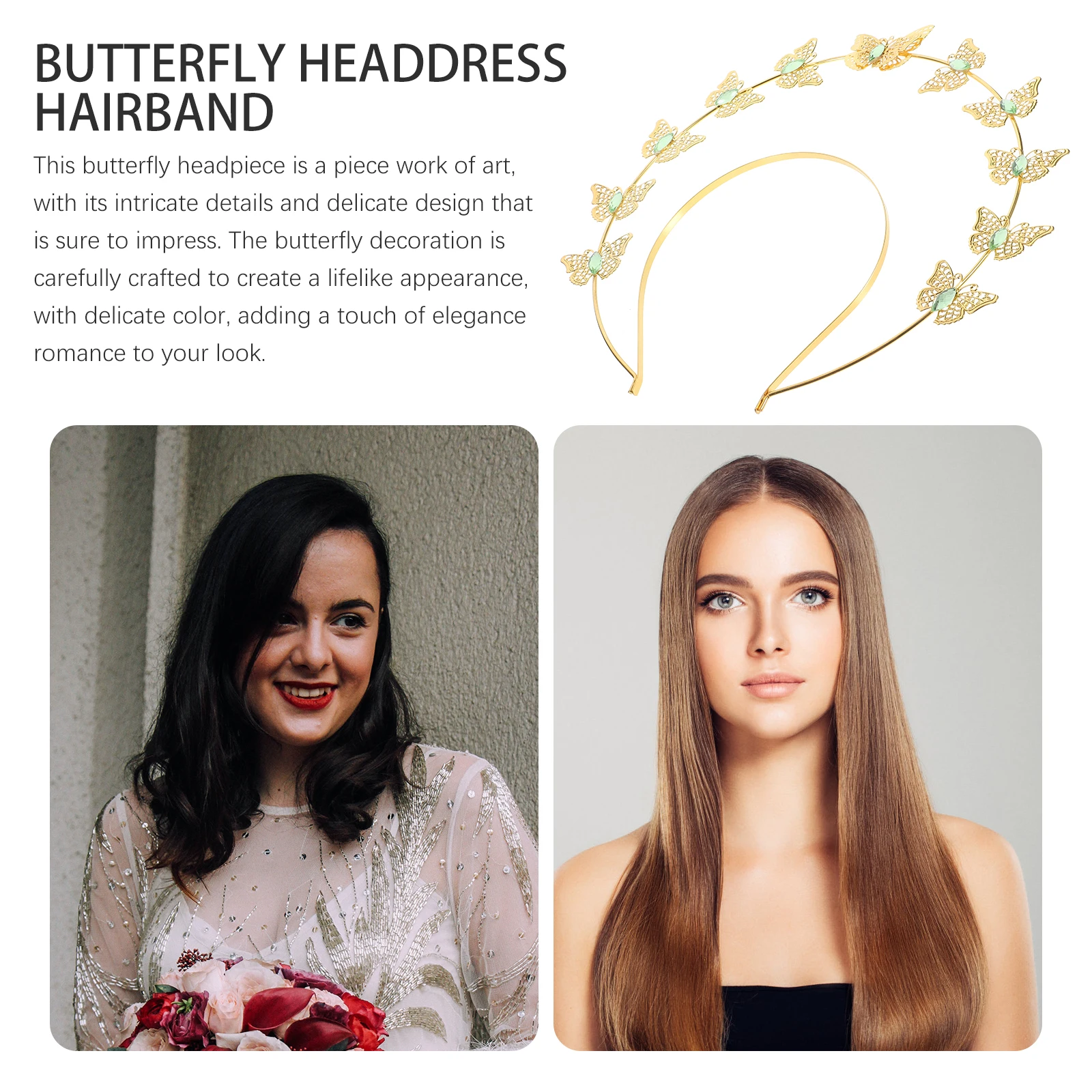 

Butterfly Headpiece Lifelike Design Wedding Bridal Crown Bride Headband Elegant Hair Accessories Women Butterfly Headband