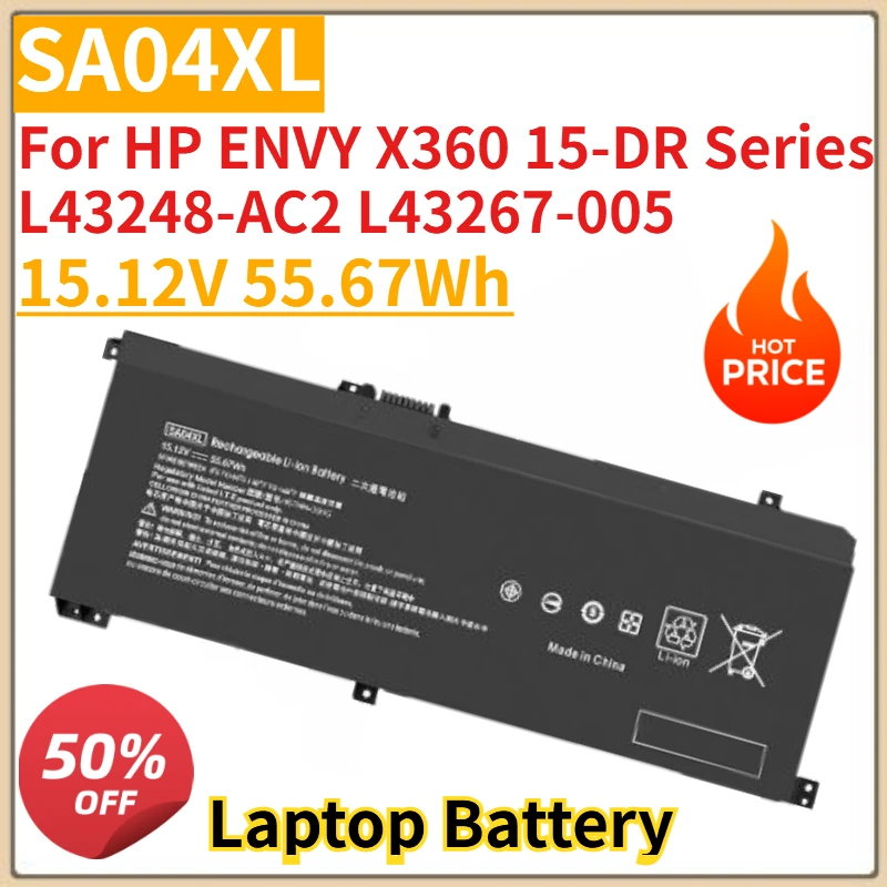 Новый высококачественный аккумулятор для ноутбука SA04XL 15,12 В, 55,67 Втч для HP ENVY X360 15-DR Series L43248-AC2 L43267-005