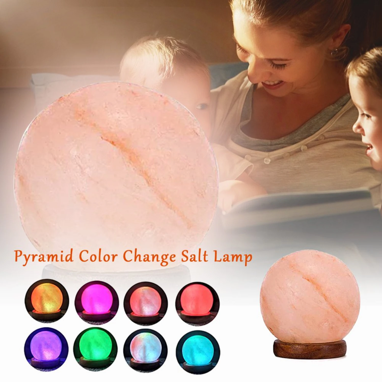 USB Salt Lamp Colorful Color Change - Release Negative Ions for Home Office Yoga Gift