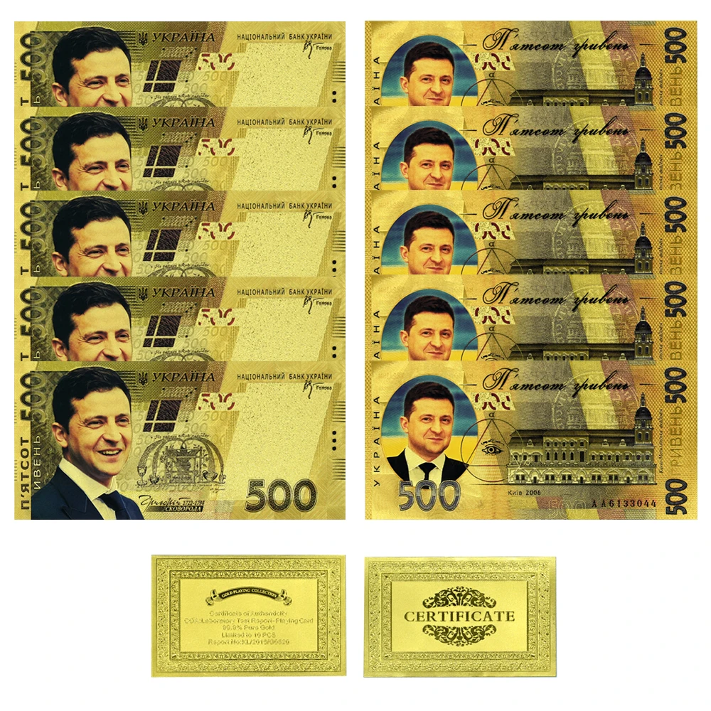 10pcs/sets Ukrainian President Zelensky Gold Foil Banknotes Original Craftsmanship Holiday Gift Worth To Collection