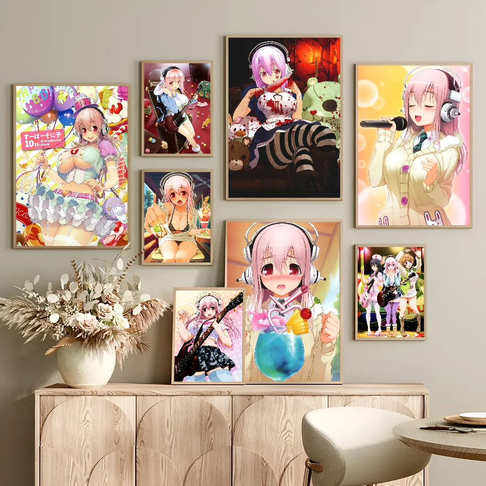 Super Sonico Manga Classic Movie Posters Whitepaper Sticker DIY Room Bar Cafe Aesthetic Art Wall Painting