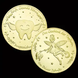 Cartoon Tooth Fairy Commemorative Coins Birthday and Christmas Gifts Home Kitchen Party Supplies Collection Coins