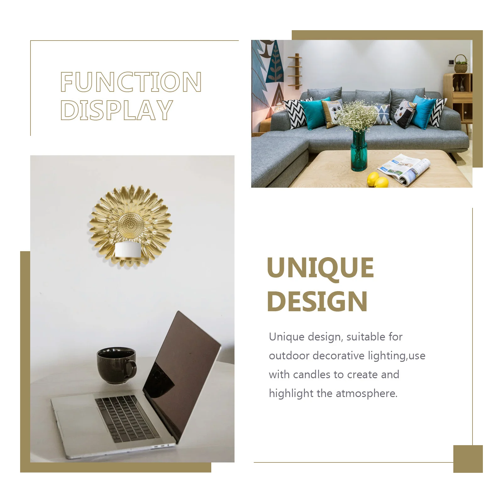 

Metal Wall-Mounted Candleholder Rounded Creative Wall Pendant Stand for Home Restaurant Wedding Banquet Decor